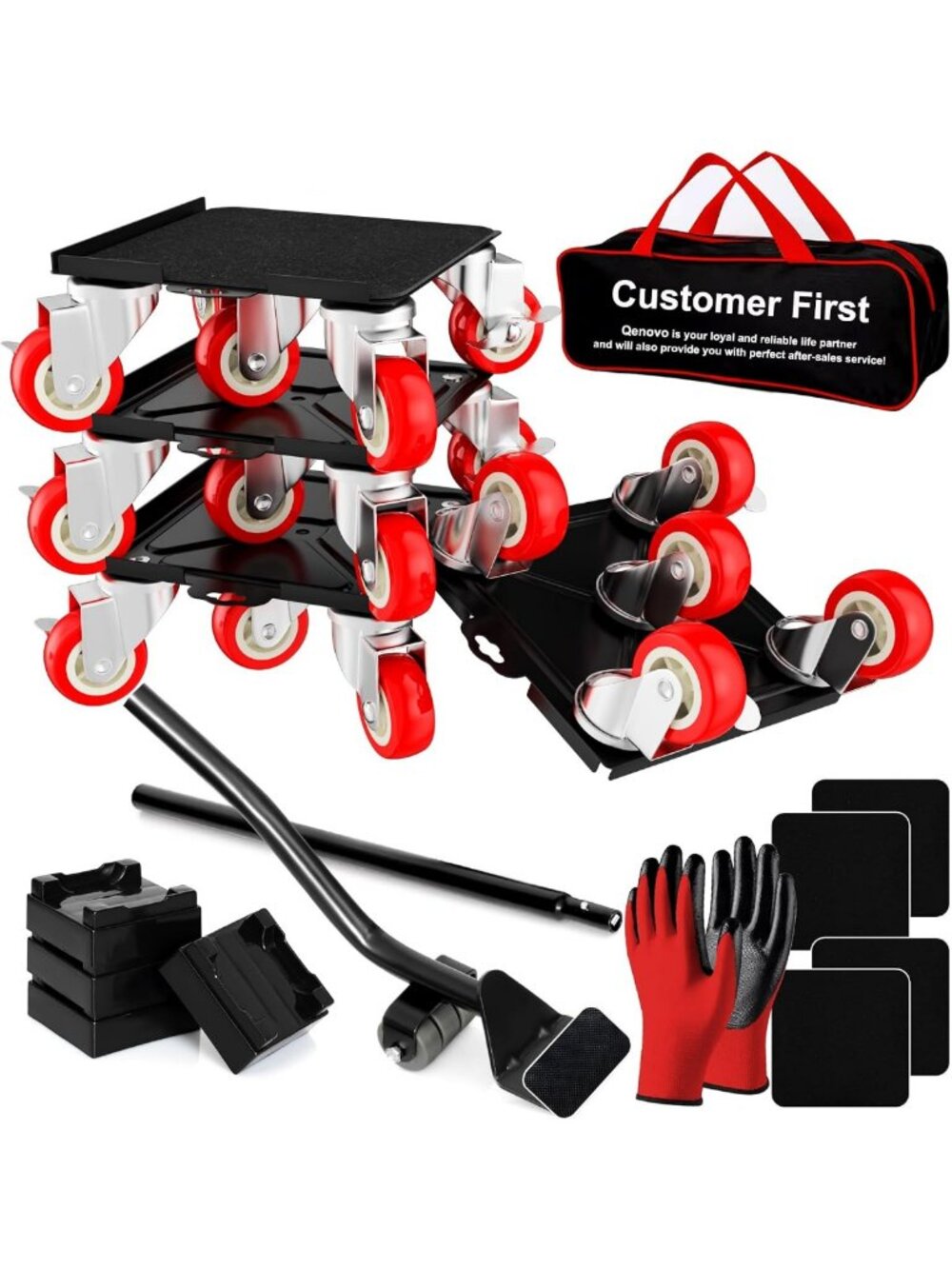 Heavy-Duty Furniture Dolly Set, 1,500 lb Capacity, 5.3-Inch Platforms, Locking